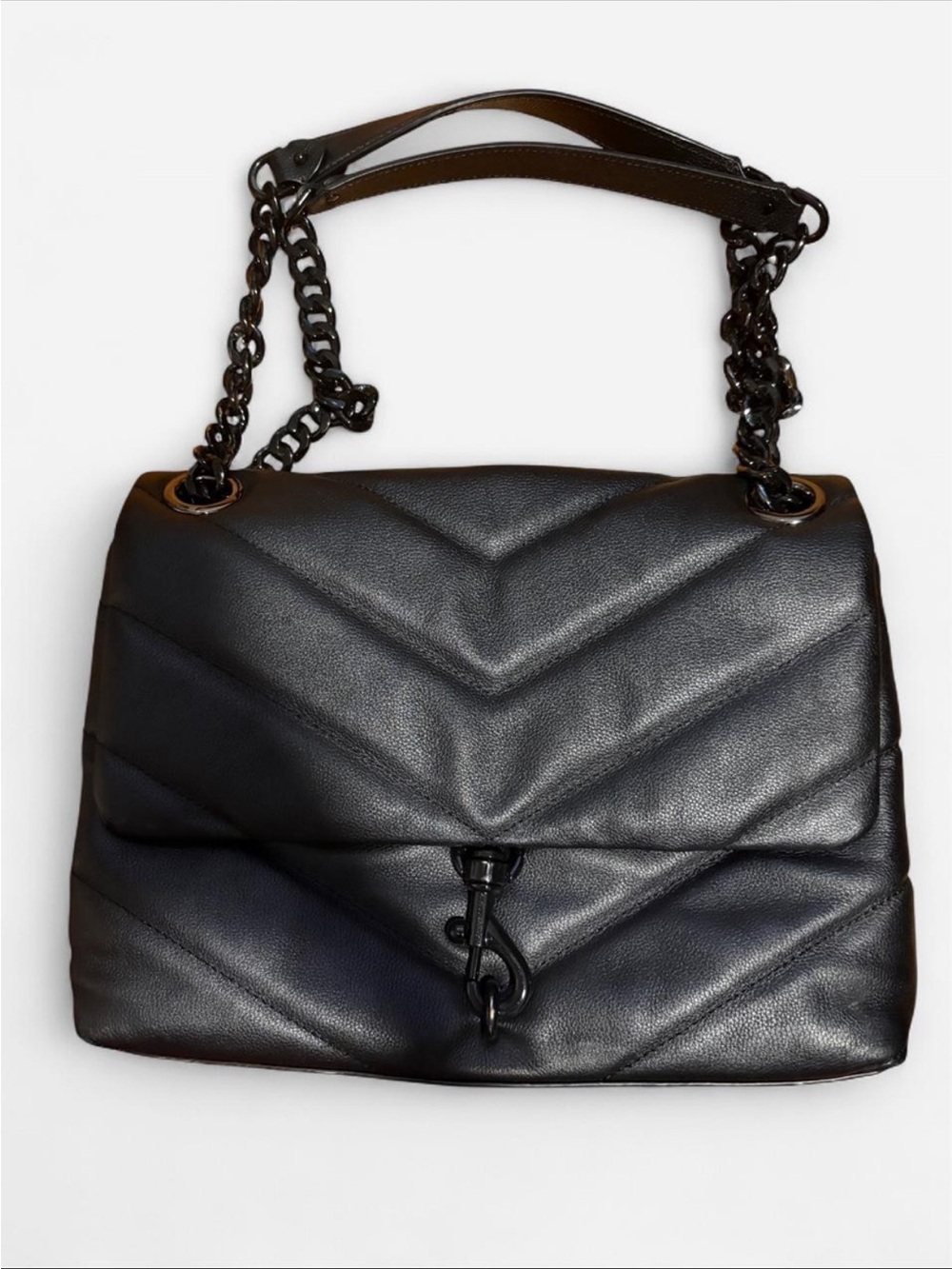 Rebecca Minkoff Black leather chevron quilted shoulder bag